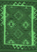 Machine Washable Oriental Emerald Green Traditional Area Rugs, wshcon2528emgrn