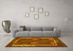 Machine Washable Oriental Yellow Traditional Rug in a Living Room, wshcon2528yw