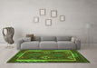 Machine Washable Oriental Green Traditional Area Rugs in a Living Room,, wshcon2528grn