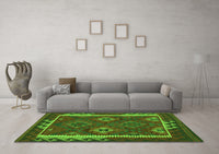 Machine Washable Oriental Green Traditional Rug, wshcon2528grn