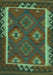 Machine Washable Oriental Turquoise Traditional Area Rugs, wshcon2528turq