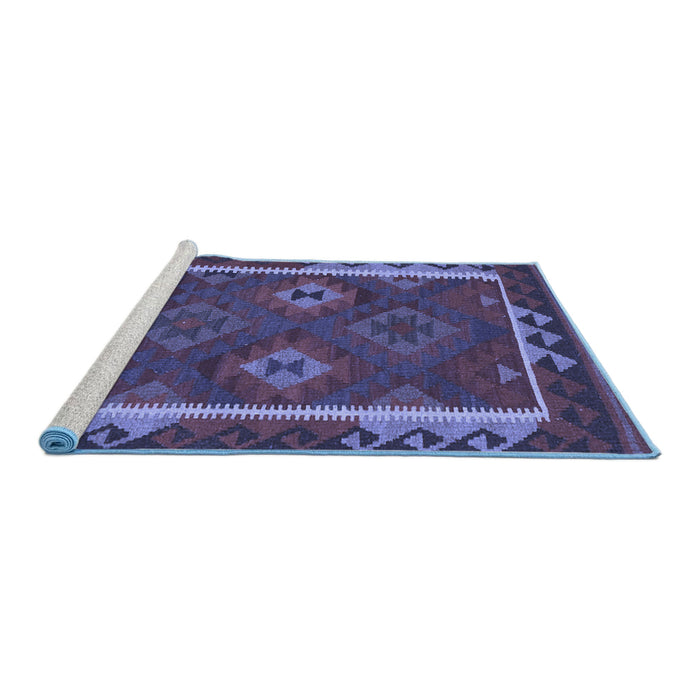 Sideview of Machine Washable Oriental Blue Traditional Rug, wshcon2528blu