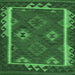 Square Machine Washable Oriental Emerald Green Traditional Area Rugs, wshcon2528emgrn