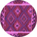 Round Machine Washable Oriental Purple Traditional Area Rugs, wshcon2528pur