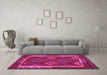 Machine Washable Oriental Pink Traditional Rug in a Living Room, wshcon2528pnk