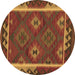 Round Machine Washable Oriental Brown Traditional Rug, wshcon2528brn