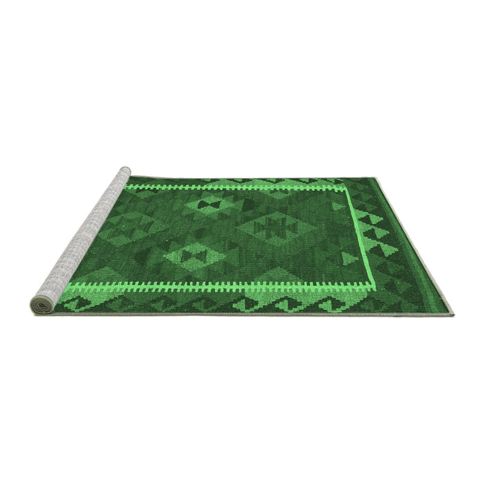 Sideview of Machine Washable Oriental Emerald Green Traditional Area Rugs, wshcon2528emgrn