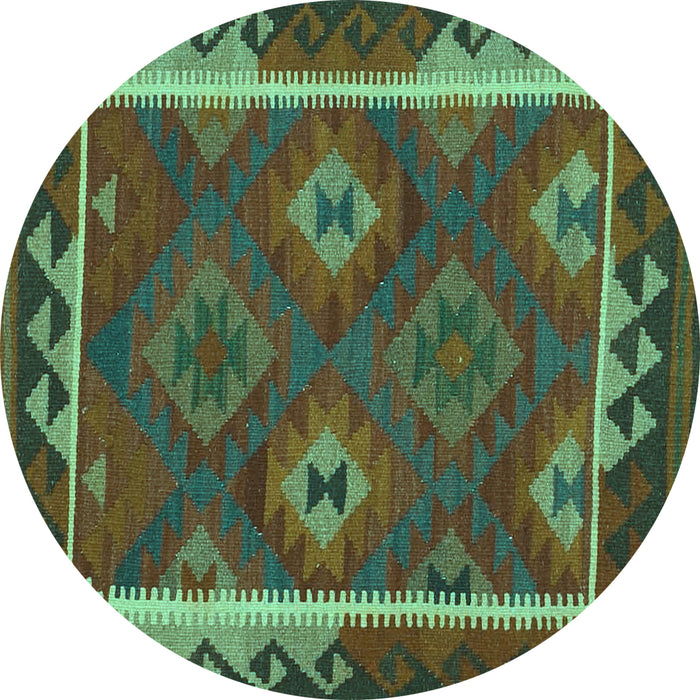Round Machine Washable Oriental Turquoise Traditional Area Rugs, wshcon2528turq