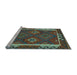 Sideview of Machine Washable Oriental Light Blue Traditional Rug, wshcon2528lblu