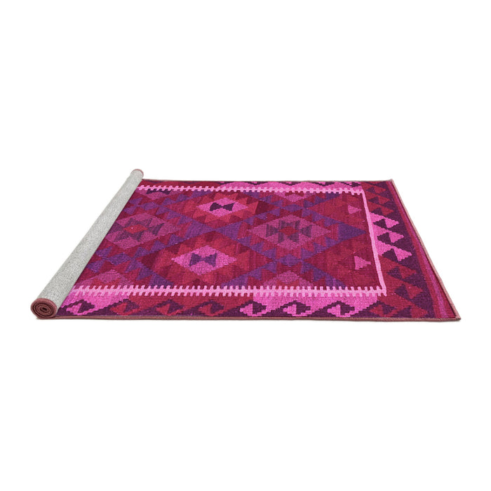 Sideview of Machine Washable Oriental Pink Traditional Rug, wshcon2528pnk