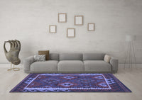 Machine Washable Oriental Blue Traditional Rug, wshcon2528blu