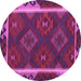 Round Machine Washable Oriental Purple Traditional Area Rugs, wshcon2529pur