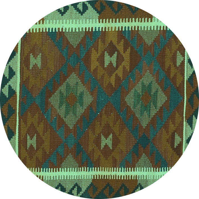 Round Machine Washable Oriental Turquoise Traditional Area Rugs, wshcon2529turq