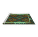 Sideview of Machine Washable Oriental Turquoise Traditional Area Rugs, wshcon2529turq