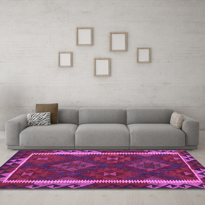 Machine Washable Oriental Purple Traditional Area Rugs in a Living Room, wshcon2529pur
