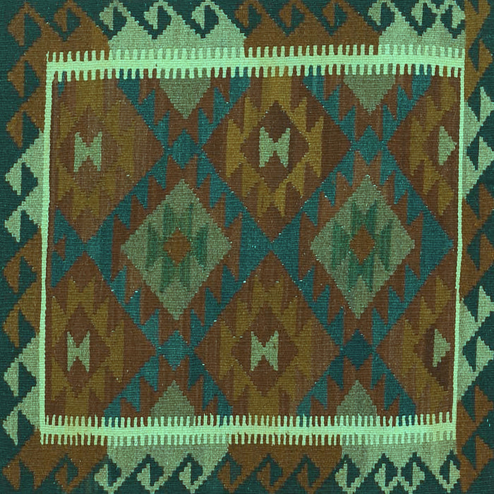 Square Machine Washable Oriental Turquoise Traditional Area Rugs, wshcon2529turq