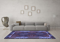 Machine Washable Oriental Blue Traditional Rug, wshcon2529blu