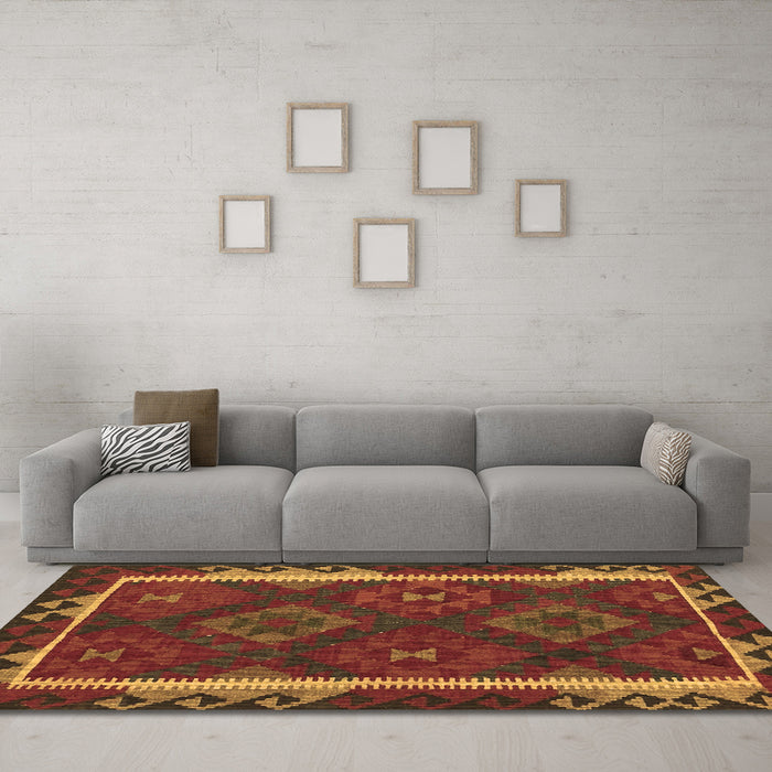 Machine Washable Oriental Brown Traditional Rug in a Living Room,, wshcon2529brn