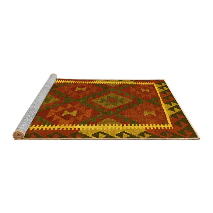 Sideview of Machine Washable Oriental Yellow Traditional Rug, wshcon2529yw