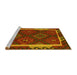 Sideview of Machine Washable Oriental Yellow Traditional Rug, wshcon2529yw