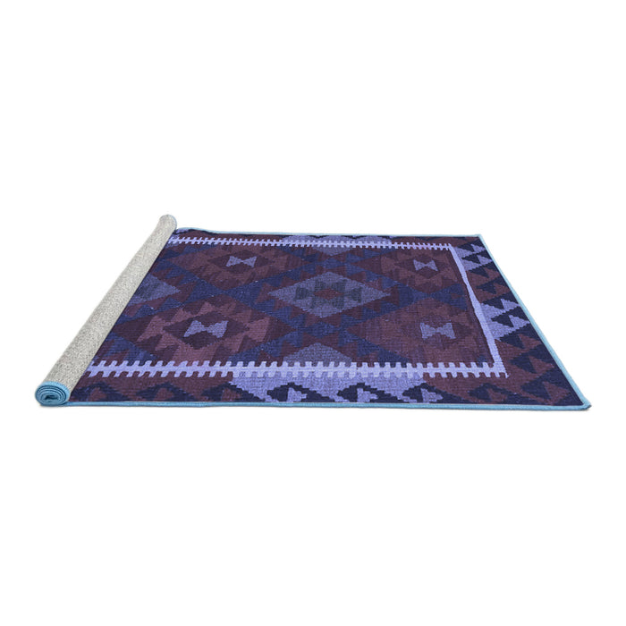 Sideview of Machine Washable Oriental Blue Traditional Rug, wshcon2529blu