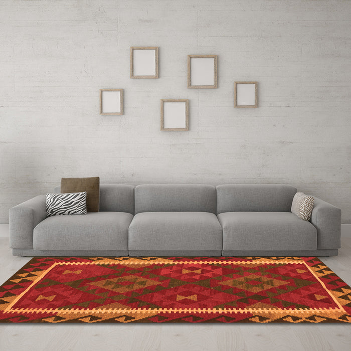 Machine Washable Oriental Orange Traditional Area Rugs in a Living Room, wshcon2529org