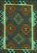 Machine Washable Oriental Turquoise Traditional Area Rugs, wshcon2529turq