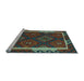 Sideview of Machine Washable Oriental Light Blue Traditional Rug, wshcon2529lblu