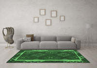 Machine Washable Oriental Emerald Green Traditional Rug, wshcon2529emgrn