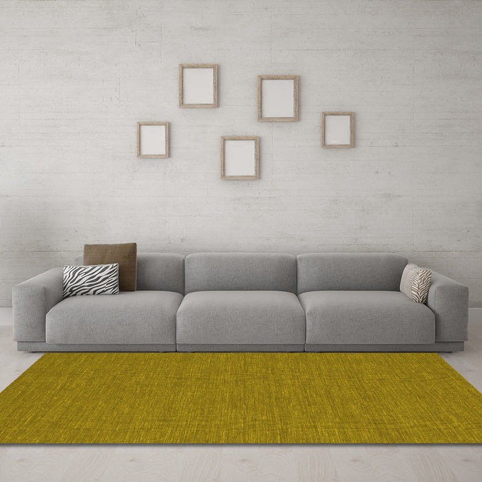 Machine Washable Abstract Yellow Contemporary Rug in a Living Room, wshcon252yw