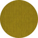 Round Abstract Yellow Contemporary Rug, con252yw