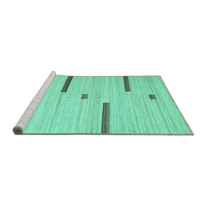 Sideview of Machine Washable Abstract Turquoise Contemporary Area Rugs, wshcon2530turq