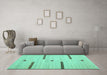 Machine Washable Abstract Turquoise Contemporary Area Rugs in a Living Room,, wshcon2530turq