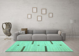 Machine Washable Abstract Turquoise Contemporary Area Rugs in a Living Room,, wshcon2530turq