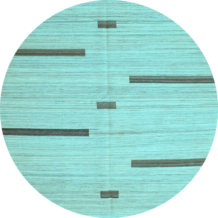 Round Abstract Light Blue Contemporary Rug, con2530lblu