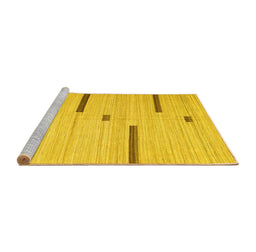 Sideview of Machine Washable Abstract Yellow Contemporary Rug, wshcon2530yw