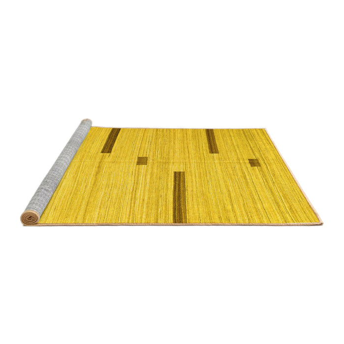 Sideview of Machine Washable Abstract Yellow Contemporary Rug, wshcon2530yw