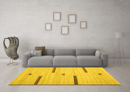 Machine Washable Abstract Yellow Contemporary Rug in a Living Room, wshcon2530yw