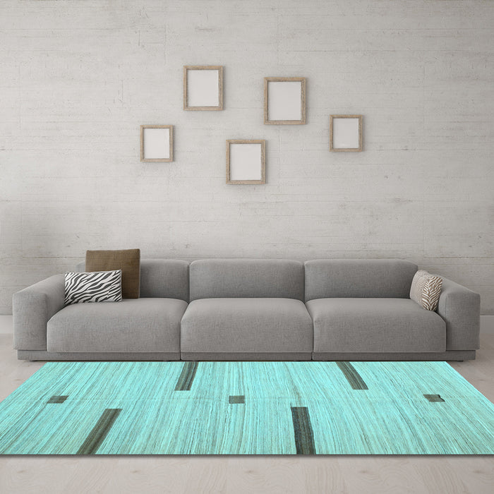 Machine Washable Abstract Light Blue Contemporary Rug in a Living Room, wshcon2530lblu