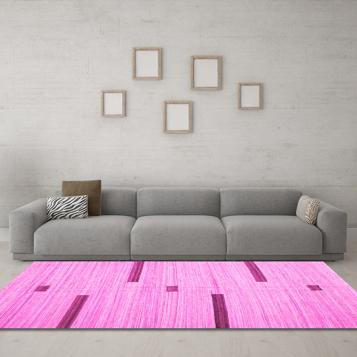 Machine Washable Abstract Pink Contemporary Rug in a Living Room, wshcon2530pnk