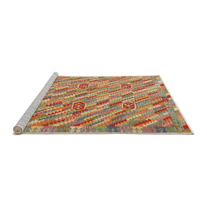 Serging Thickness of Machine Washable Contemporary Metallic Gold Rug, wshcon2531