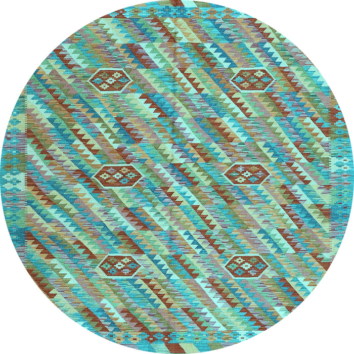 Round Southwestern Light Blue Country Rug, con2531lblu