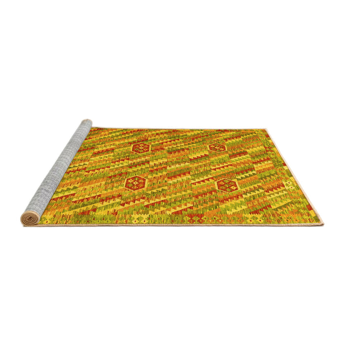 Sideview of Machine Washable Southwestern Yellow Country Rug, wshcon2531yw