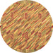 Round Machine Washable Southwestern Brown Country Rug, wshcon2531brn