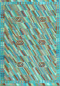 Southwestern Light Blue Country Rug, con2531lblu