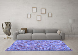 Machine Washable Southwestern Blue Country Rug in a Living Room, wshcon2531blu