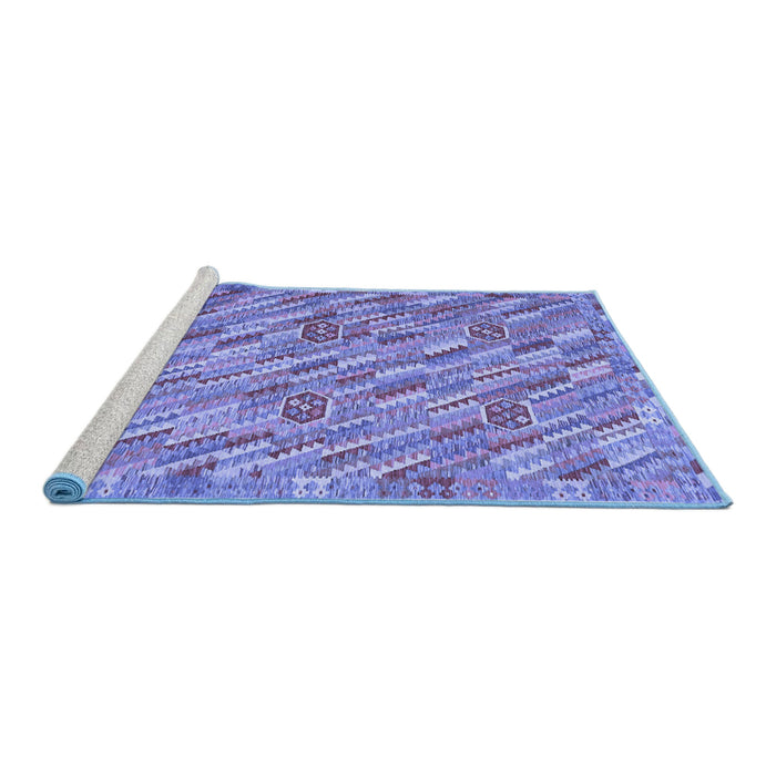 Sideview of Machine Washable Southwestern Blue Country Rug, wshcon2531blu