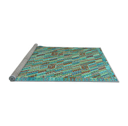 Sideview of Machine Washable Southwestern Light Blue Country Rug, wshcon2531lblu