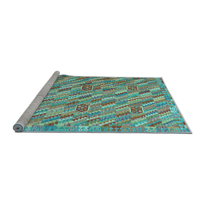 Sideview of Machine Washable Southwestern Light Blue Country Rug, wshcon2531lblu