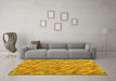 Machine Washable Southwestern Yellow Country Rug in a Living Room, wshcon2531yw